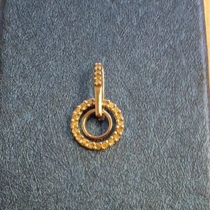 10k White Gold Double Circle Pendant With Tiny Diamonds Jewelry